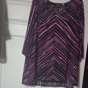 Bob Mackie Pink and Black Striped Tunic Sz 2X  $29